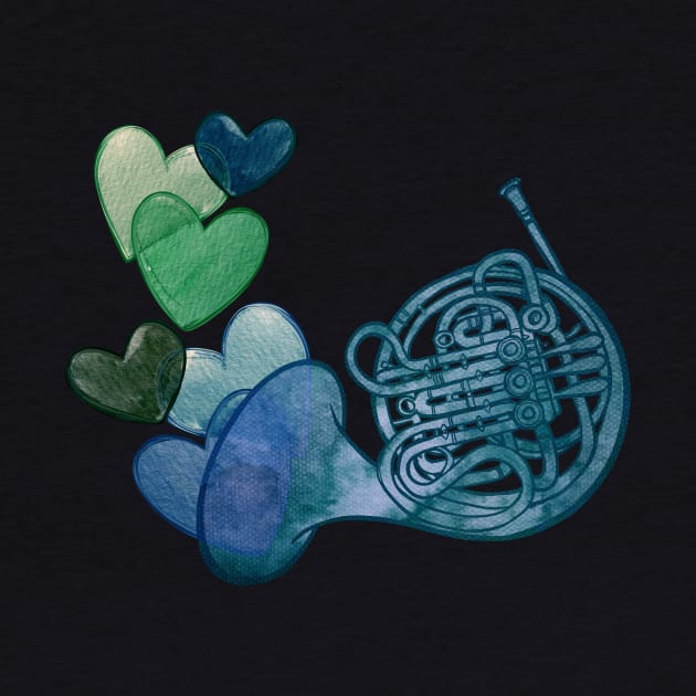 Blue French Horn Love by bubbsnugg